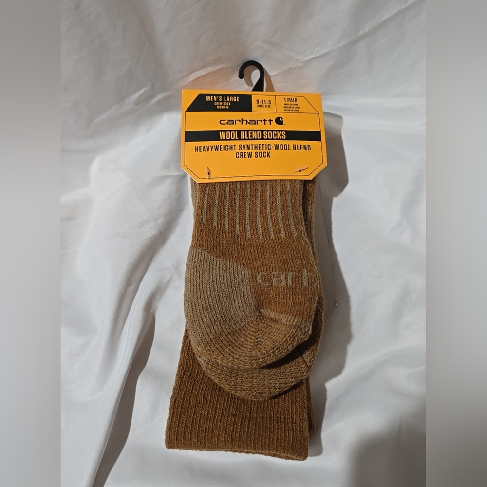 CARHARTT Heavyweight Wool Blend Crew Socks Men's LARGE Size: 9-11.5 Oiled Walnut